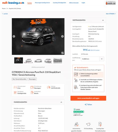 Citro N C Aircross Im Leasing F R Euro Im Monat Netto Ntv Autoleasing