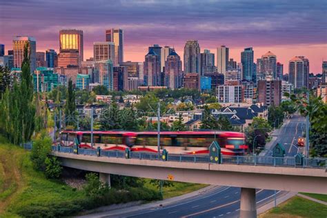 Vivid Sunrise Clouds Over the Calgary Skyline Stock Image - Image of downtowncalgary, transport ...