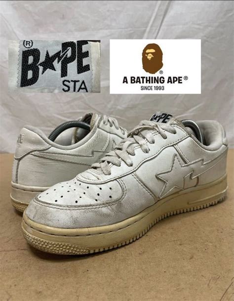 A Bathing Ape Bape Sta アベイジングエイプ ベイプスタ スニーカー シューズ エアフォースワン ロゴ プレート Us9 Jp 27cm靴｜売買されたオークション情報