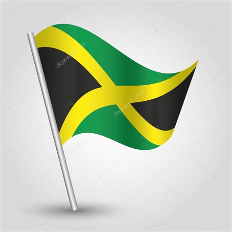 Vector Ondeando Bandera Jamaicana Tri Ngulo En Poste S Mbolo Nacional