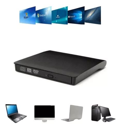 Leitor E Gravador Cd Dvd Drive Externo Usb Gbps Preto Frete Gr Tis