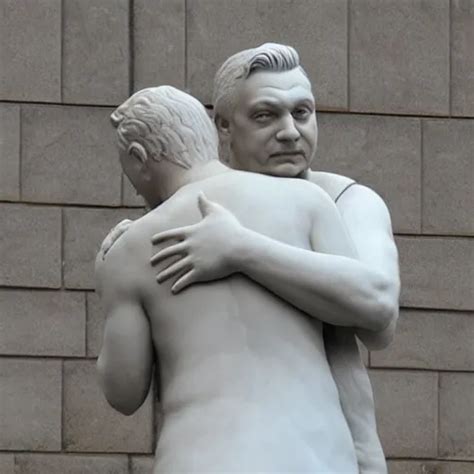 Marble Statue Of Viktor Orban And Vladimir Putin Stable Diffusion