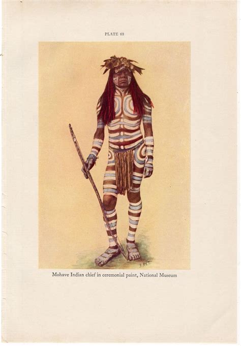 C 1934 Mohave Indian Chief Lithograph Vintage Native Etsy