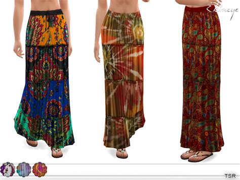 The Sims Resource Tiered Printed Maxi Skirt