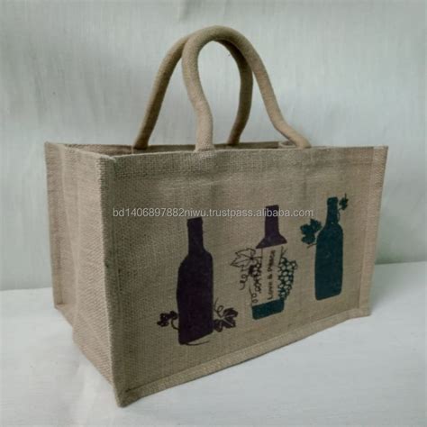 High Quality Recycled Wine Bag Pvc Transparent Window Custom Jute