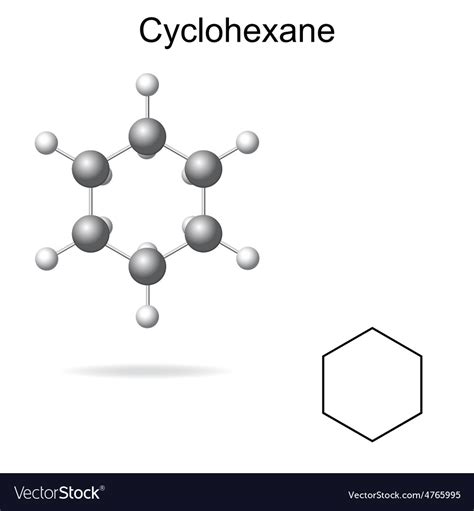 Chemical Formula And Model Cyclohexane Molecule Vector Image