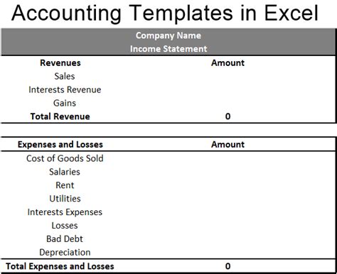 Accounting Templates in Excel | Useful Accounting Templates in Excel