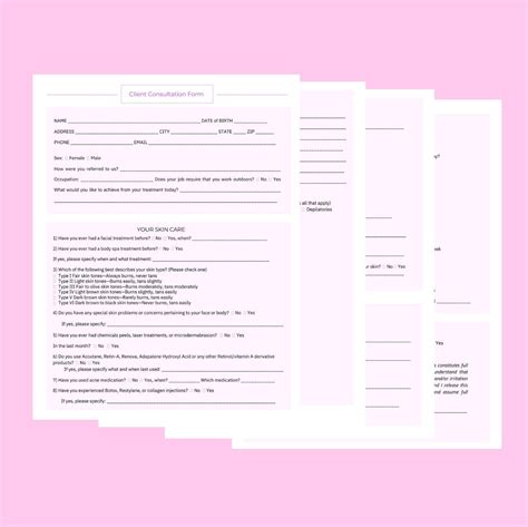 Client Consultation Form Editable Digital, Esthetician Client Intake Form, Esthetician Consult ...