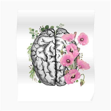 Brain With Pink Poppy Psychology Mental Health Front Brain