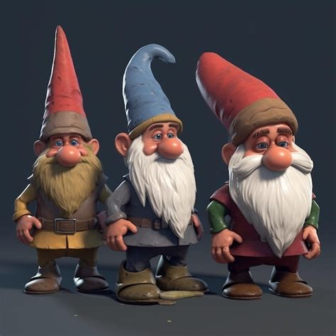 Premium Ai Image Three Gnomes With Long White Beards And Red Hats