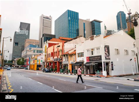 A view from South Bridge road towards Boat quay Singapore showing the ...