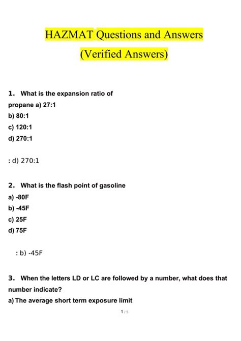 HAZMAT Questions And Answers 2024 2025 Verified Answers Hazmat