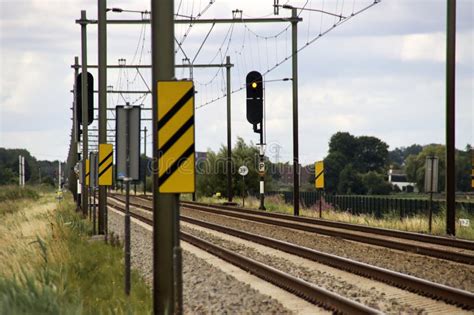 Barriers And Red Lights At Railroad Crossing In Moordrecht Editorial Photography Image Of Rijn