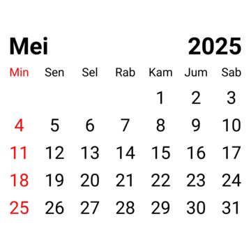 Kalender Bulanan Indonesia Mei Gambar Png File Vektor Dan Psd