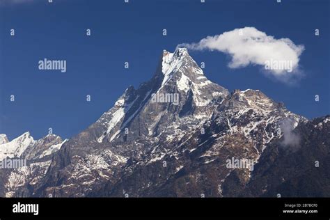 View Of Machapuchare Machhapuchchhre Or Machhapuchhre Mountain Peak