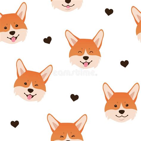 Padrão Sem Soldadura De Corgi Bonitinho Cão De Desenho Animado Feliz