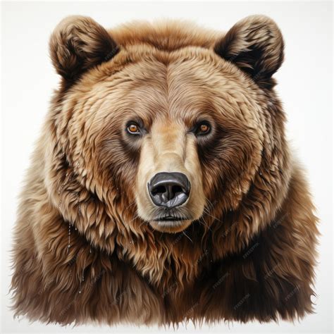 Premium Photo | Realistic Hyperdetailed Brown Bear Painting On White ...