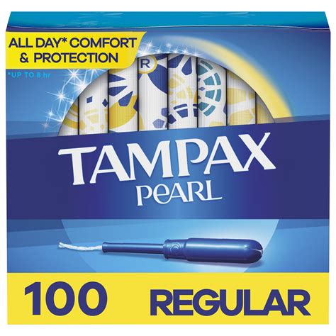 Tampax Pearl Tampons with LeakGuard Braid, Regular Absorbency, 100 Ct