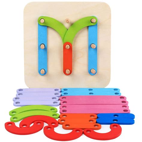 CHUANK Wooden Letter Number Construction Puzzle Educational Stacking