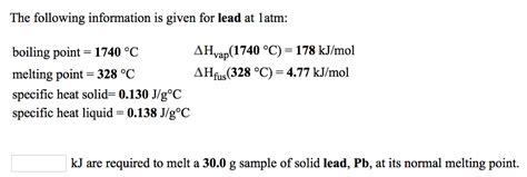 Solved The Following Information Is Given For Lead At Latm Chegg