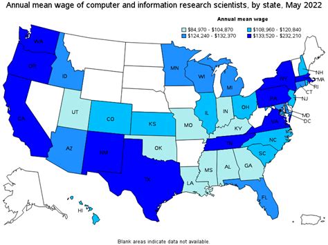 Map Of Annual Mean Wages Of Computer And Information Research