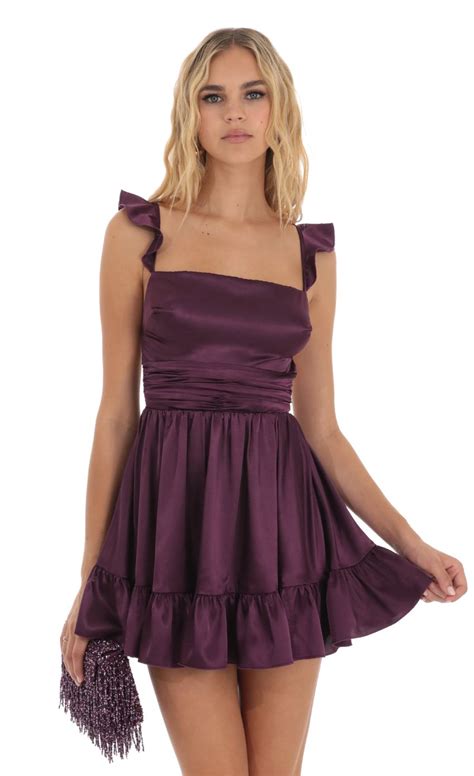 Aldina Fit And Flare Dress In Purple Lucy In The Sky