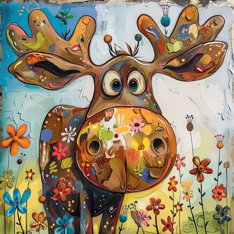 Whimsical Moose Art Print Free Stock Photo - Public Domain Pictures