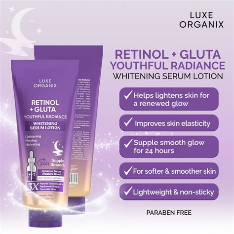 Retinol Gluta Whitening Serum Lotion 350ml Luxe Organix Australia