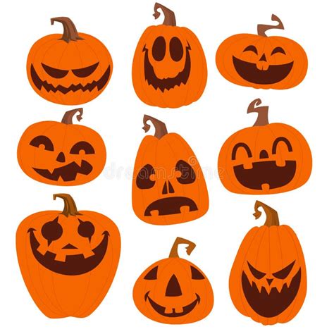 Caricatura Divertida Halloween Jack O Lanterns Aislada Ilustraci N Del