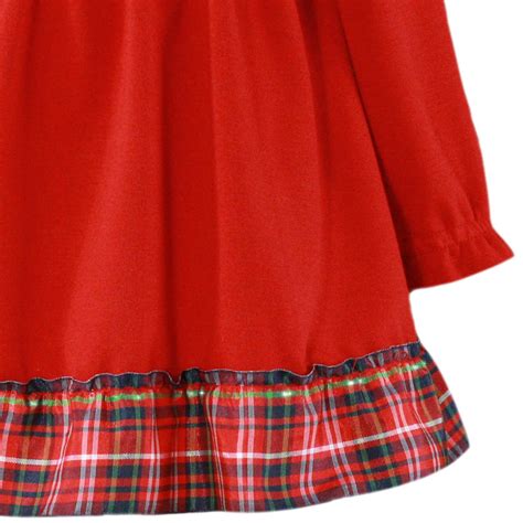 Spanish Miranda Autumn Winter Baby Girls Red Dress Tartan Trim Navy