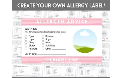 Editable Food Allergy Label Template Cake Baker Labels Cake Etsy