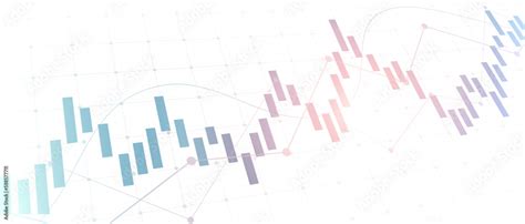 financial chart with colorful line graph and glowing light on white ...