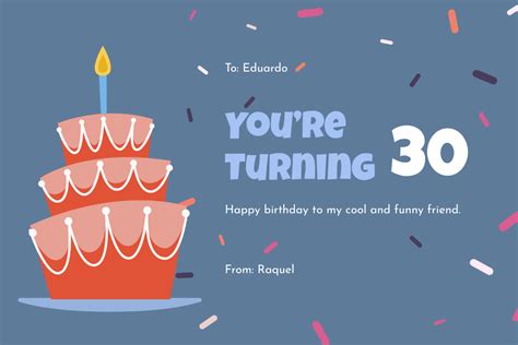 Free Happy 30th Birthday Card Template Edit Online And Download