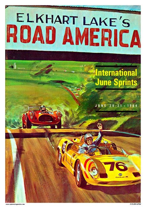 Vintage Reproduction Racing Posters 1964 Road America June Etsy