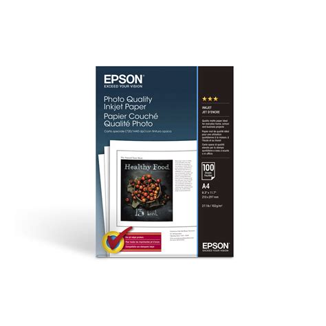 Epson A4 Photo Quality Inkjet Paper 102gsm 100 Sheets Paper And