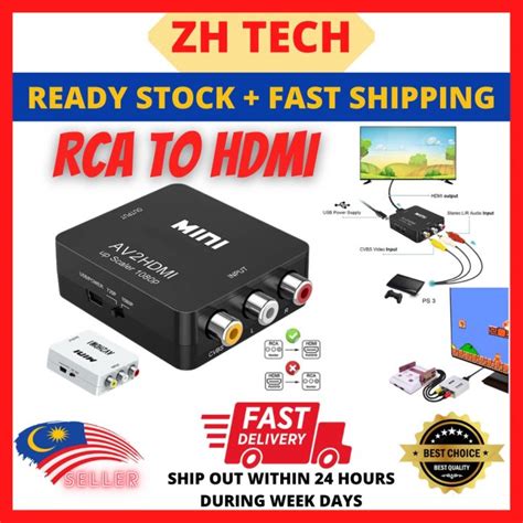 Av Rca To Hdm Converter Adapter Box Input Output Mini Av Hdmi Cable