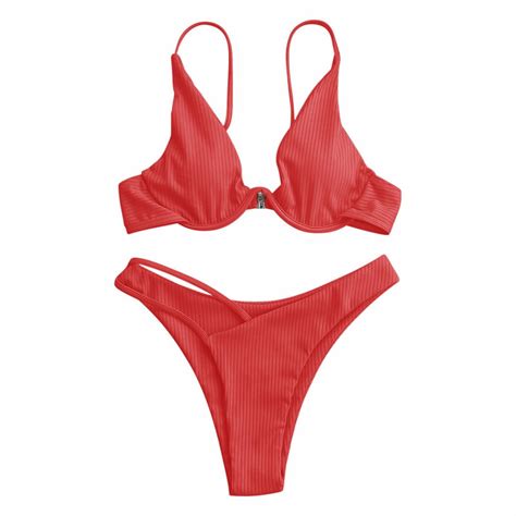 Womens Bikinis Women Bikini Set Solid Color Sexy Triangle Two Piece