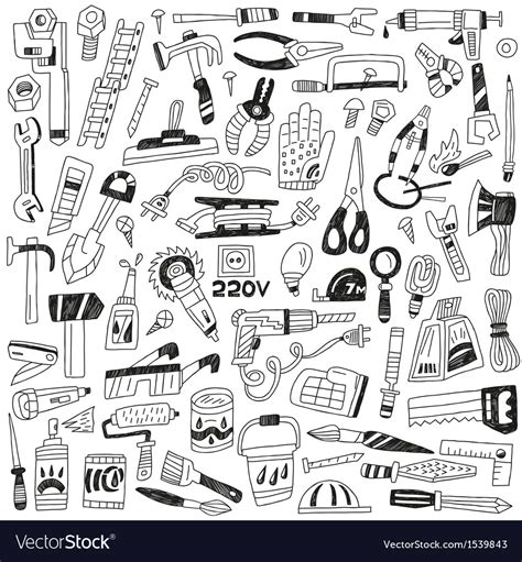 Work Tools Doodles Royalty Free Vector Image