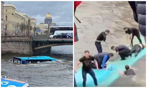 Страшные кадры! Полный пассажиров автобус упал в реку в Санкт-Петербурге