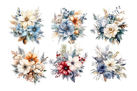 Watercolor Winter Flowers Clipart Graphic by Nayem Khan · Creative Fabrica