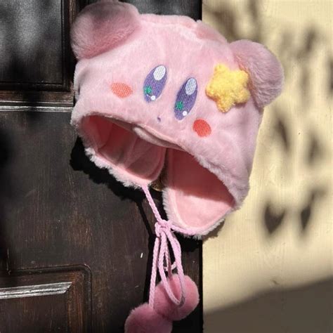 Kirby Cute Cartoon Warm Hat Gloves - Kirby Plush