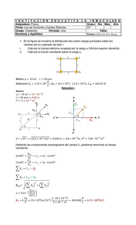 Ejercicio Resuelto Campo Eléctrico 2016