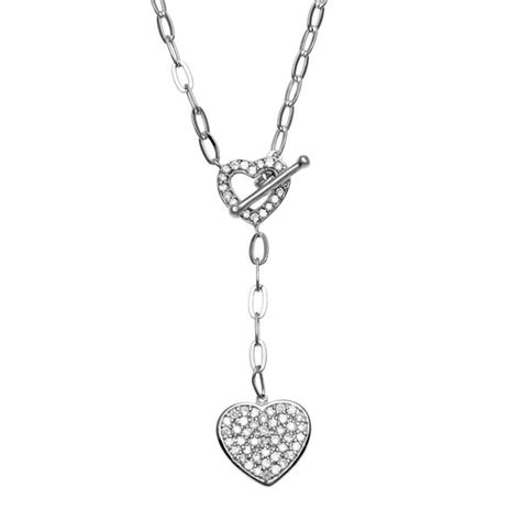 Shop La Preciosa Sterling Silver Cubic Zirconia Double Heart Necklace