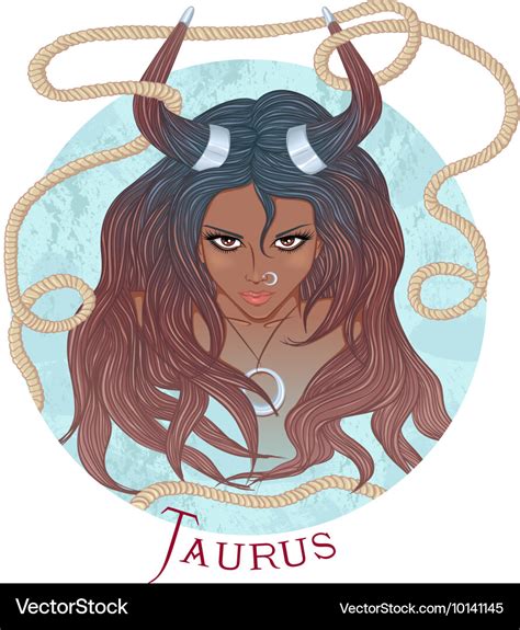 Astrological Sign Taurus As A African Girl Vector Image