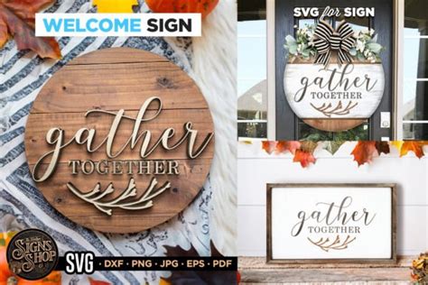 Thanksgiving Gather Svg Door Sign Graphic By The Vintage Signs Shop