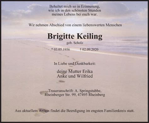 Traueranzeigen Von Brigitte Keiling Trauer In NRW De