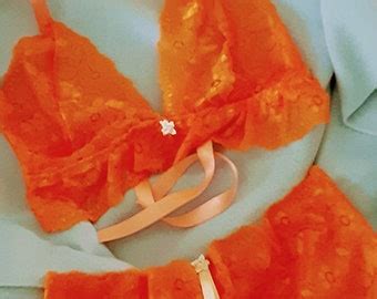 Orange Lingerie Set Etsy