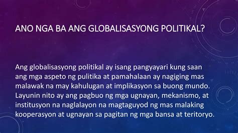 Globalisasyong Politikal Pptx