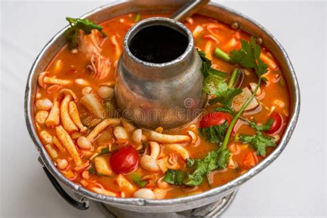 A Pot Of Hot And Sour Thai Tom Yum Soup Stock Photo Image Of Breakfast Thai 289442140