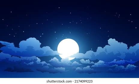 Night Sky Background Clouds Full Moon Stock Vector (Royalty Free ...